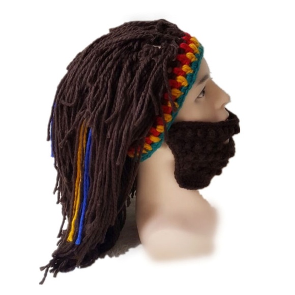Halloween Costume Knit Mask Wig Beard Hat - Picture 2 of 6